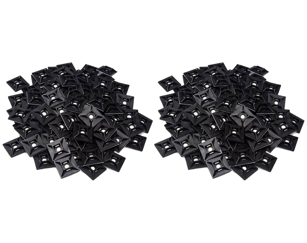 1″ Self Adhesive Black Cable Zip Tie Mounts 200pcs Management Organizer Squares