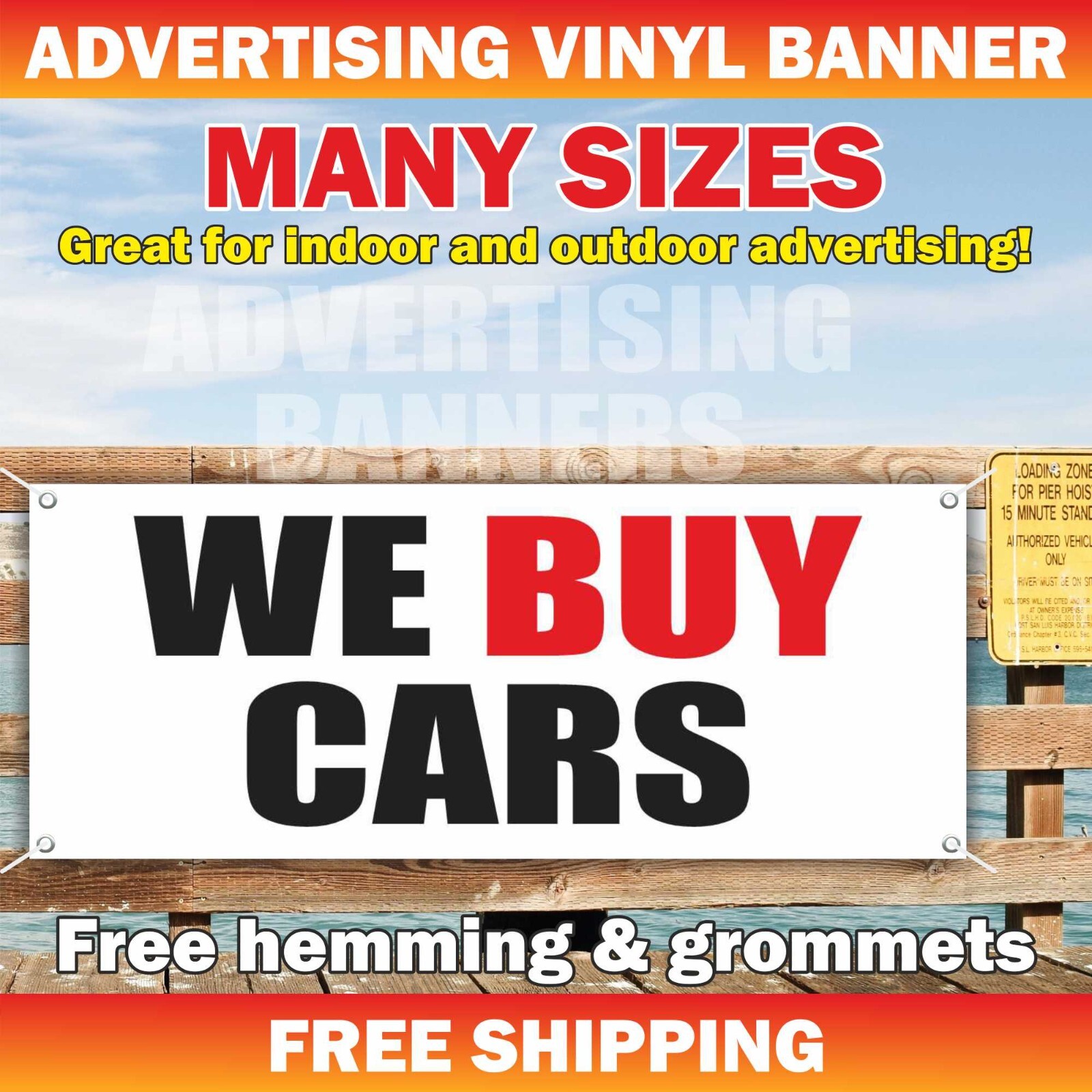 WE BUY CARS Advertising Banner Vinyl Mesh Sign trades auto sale dealer service