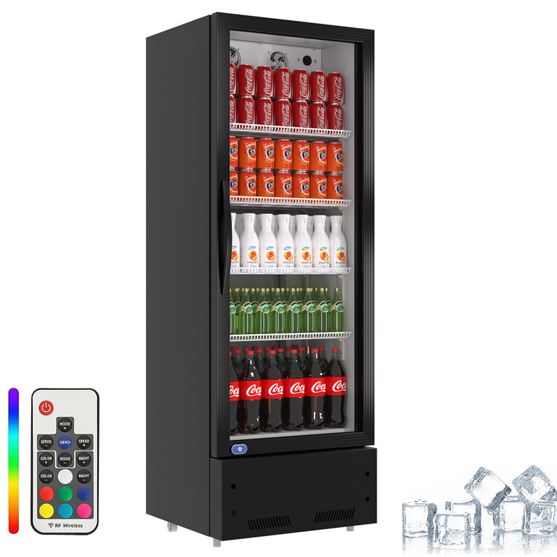8 Cu. Ft Commercial Display Refrigerator Upright Swing Glass Door Fridge