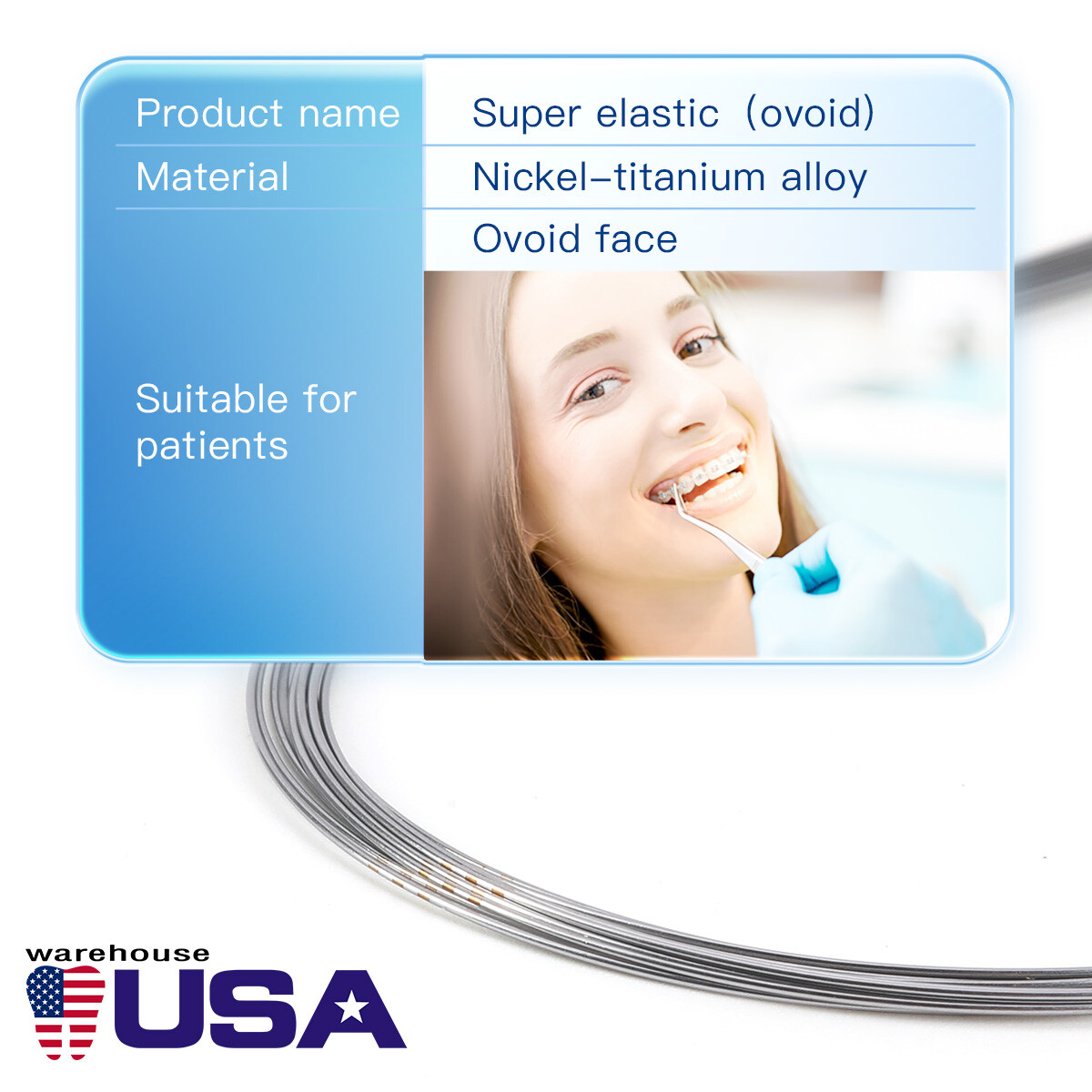 AZDENT Dental ortodónico alambre de arco Ni-Ti redondo rectangular natural Ovoid