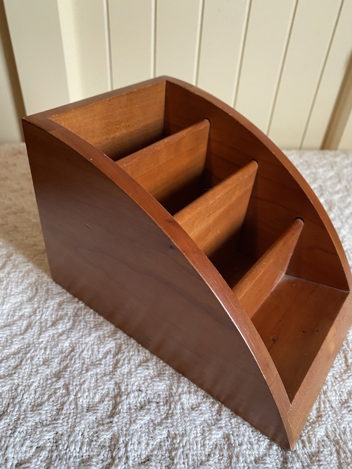 VTG Levenger Wood 3 Slot Desk Organizer Storage Box Office Supplies 1980’s