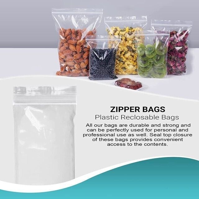 100 Pack 14×20 Inch Clear Reclosable Zipper Bag Plastic Poly Zip Lock Bags 2Mil