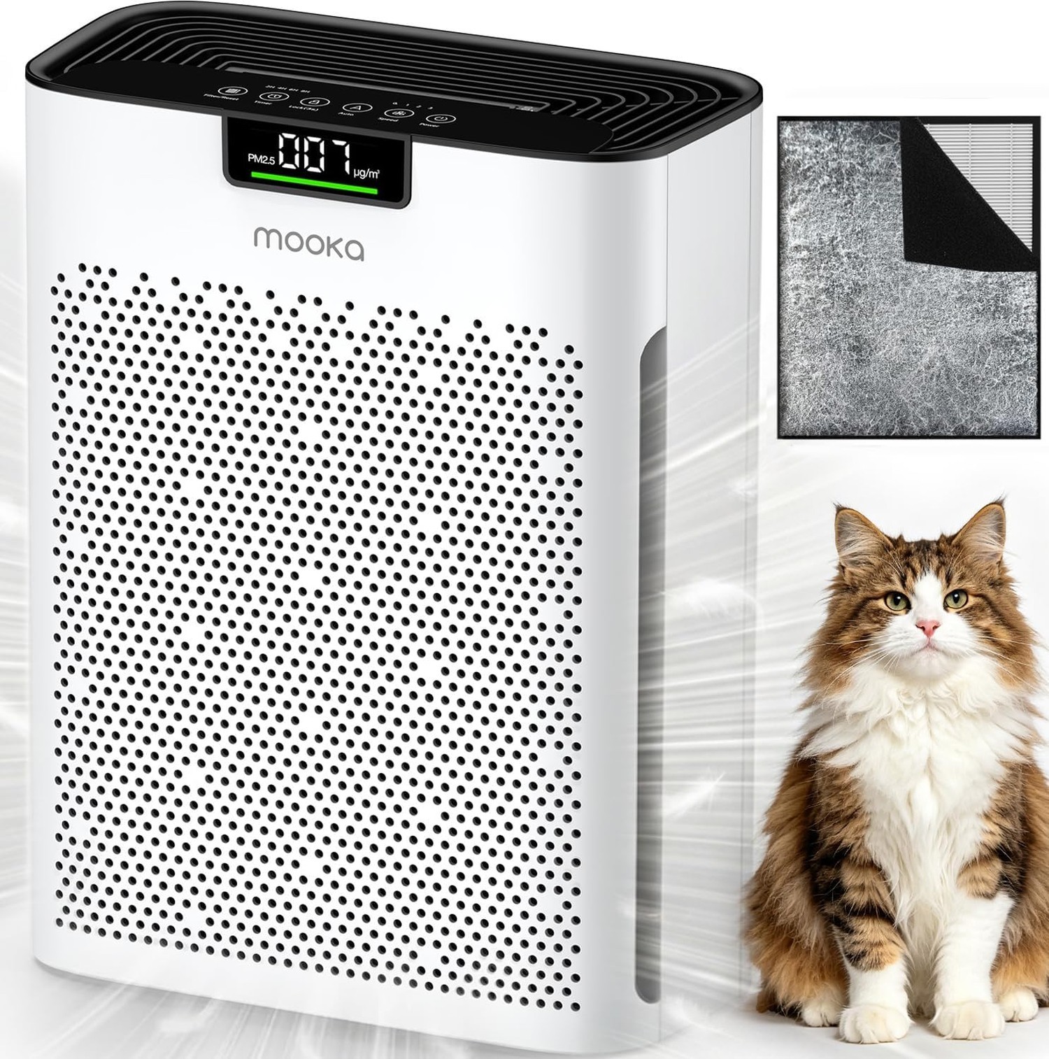 Air Purifier for Home Bedroom Large Room 2200 Ft², MOOKA H13 HEPA Air Clean