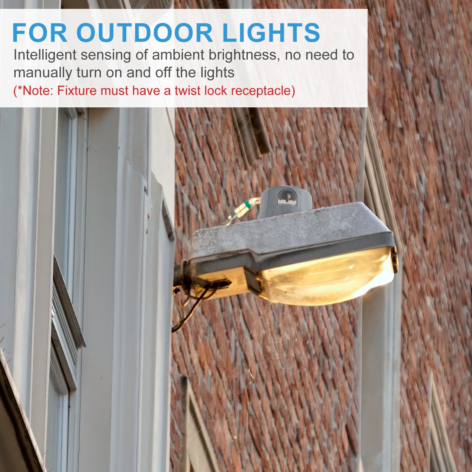 Twist Lock Dusk to Dawn Photocell Sensor for Outdoor Lights, Gray Pack of 2