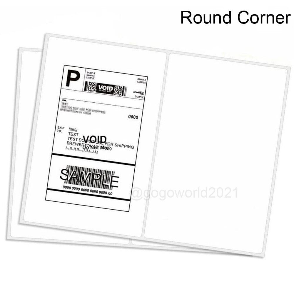 8.5″x5.5″ Shipping Labels Rounded Corner Self Adhesive 2 Per Sheet Laser/Inkjet