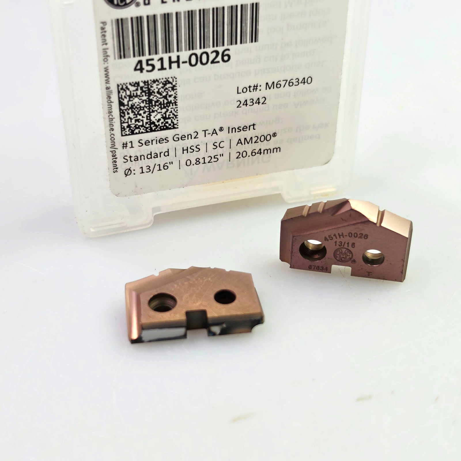 ALLIED 451H-0026 0.8125″ #1 TA AMEC HSS AM200 13/16 Spade Drill Insert 2pcs