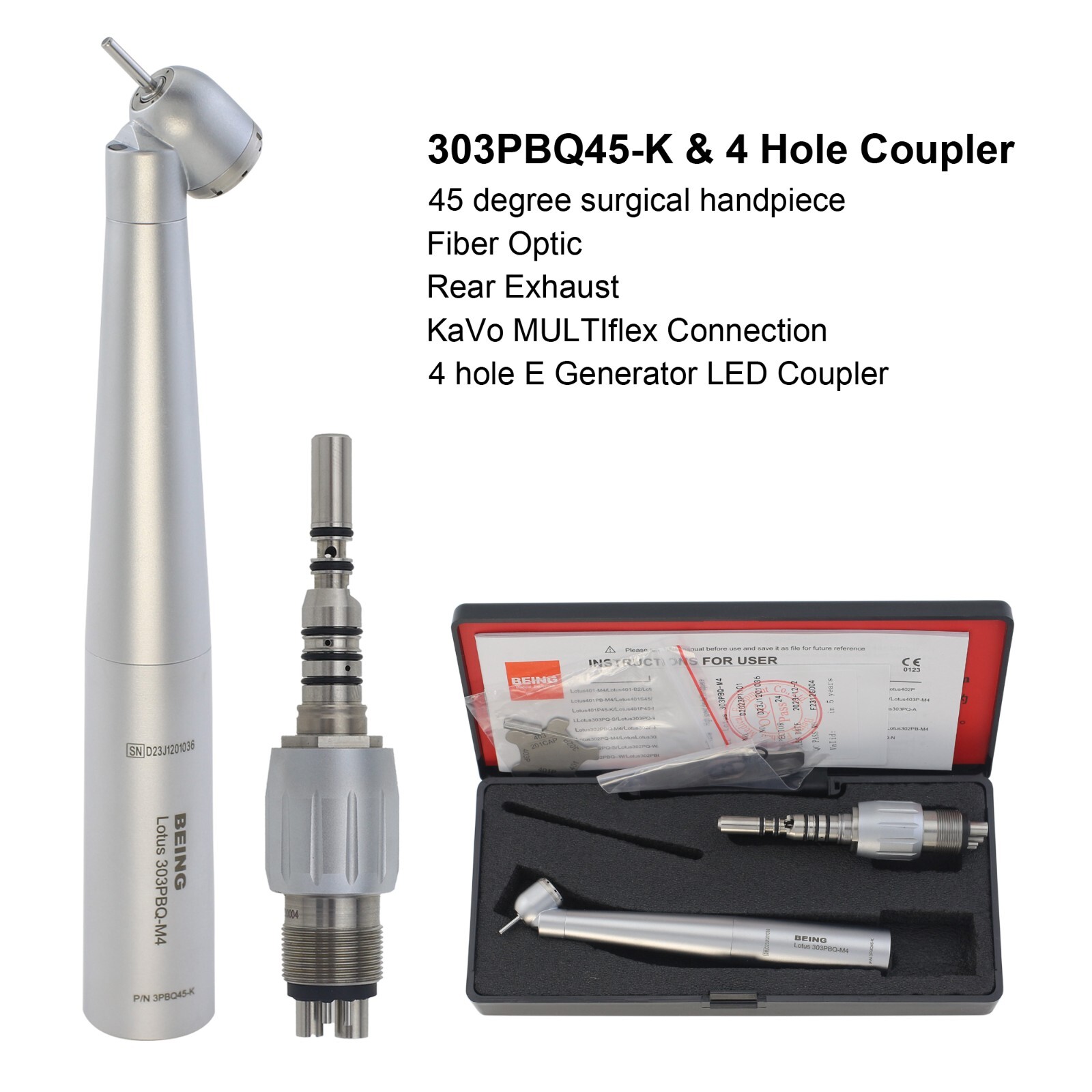 BEING Dental 45 Degree Surgical Handpiece High Speed Kavo NSK Coupler 4 6 Holes