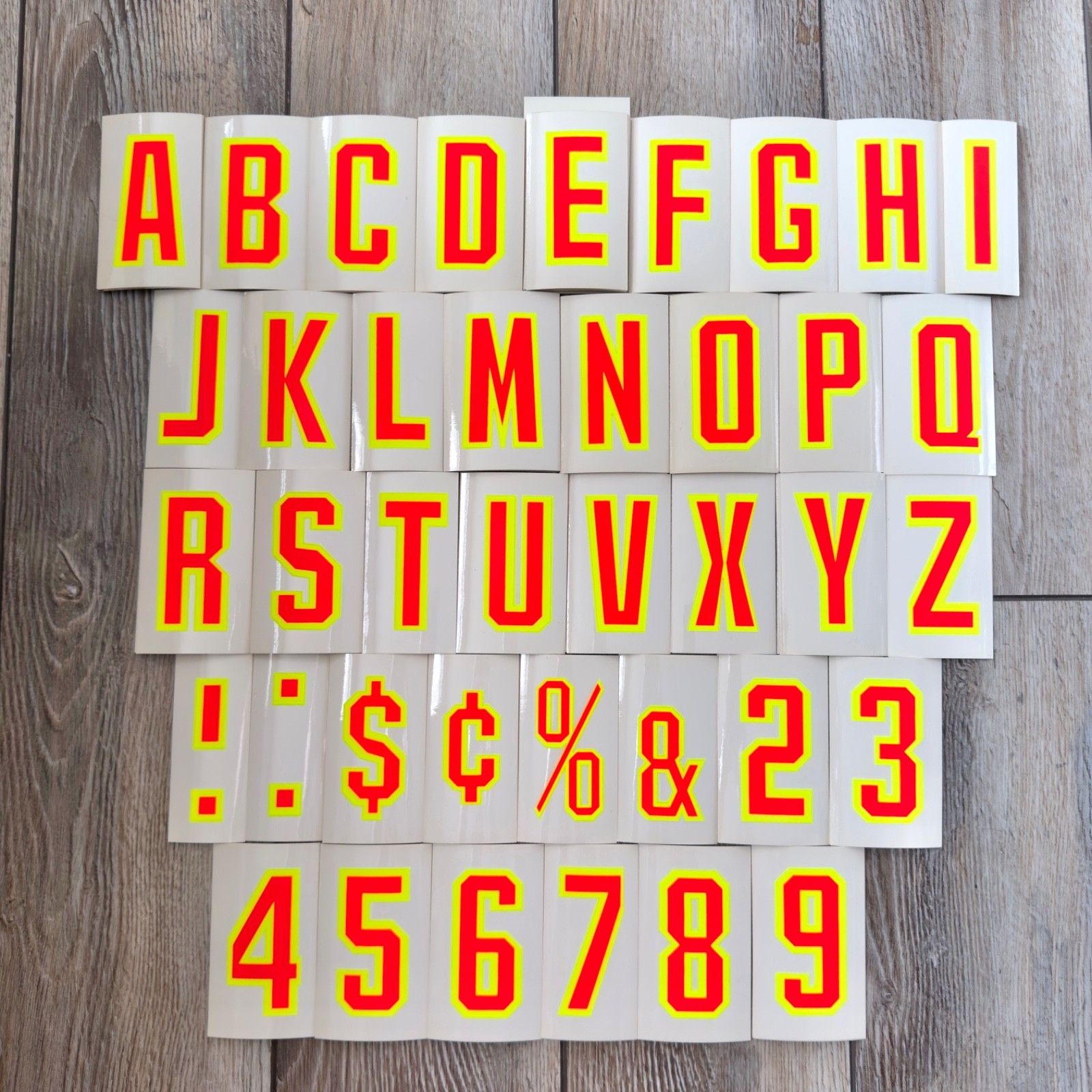 Vinyl Window Display Static Cling Letters Numbers Symbols Dayglo Clear & Neon 3”