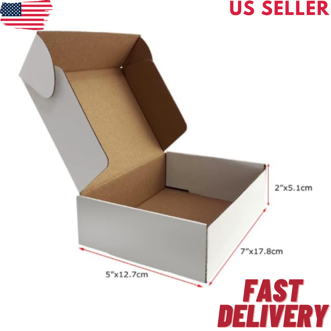 10/20/50/100/200PCS 7x5x2 INCH White Corrugated Shipping Packing Boxes Mailer US