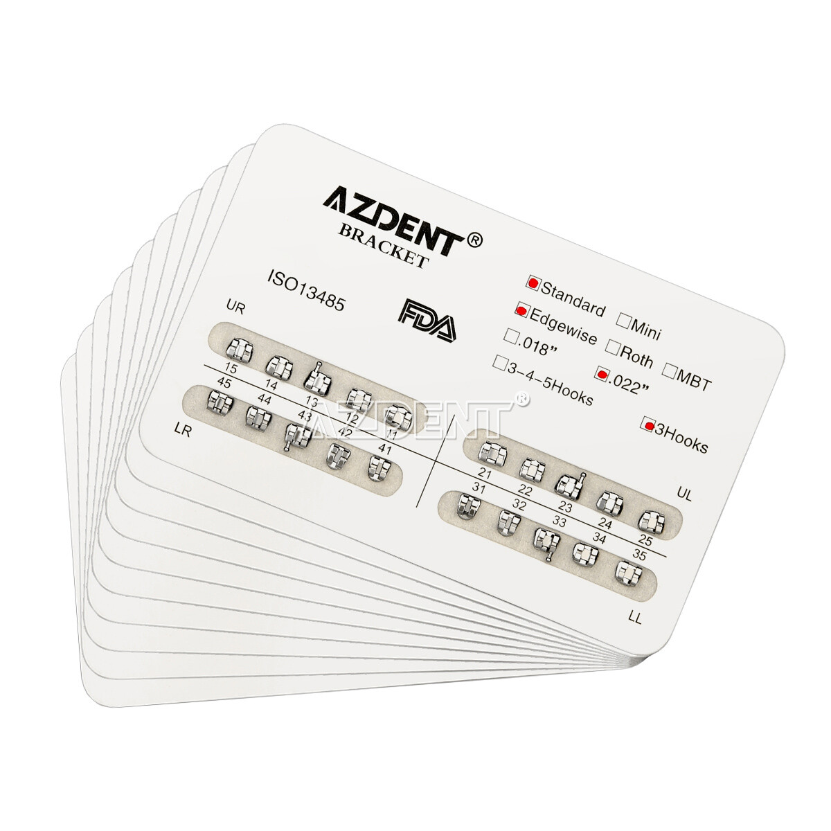 20pcs/pack Dental Orthodontic Brackets Braces Standard Edgewise Slot.022 Hooks 3