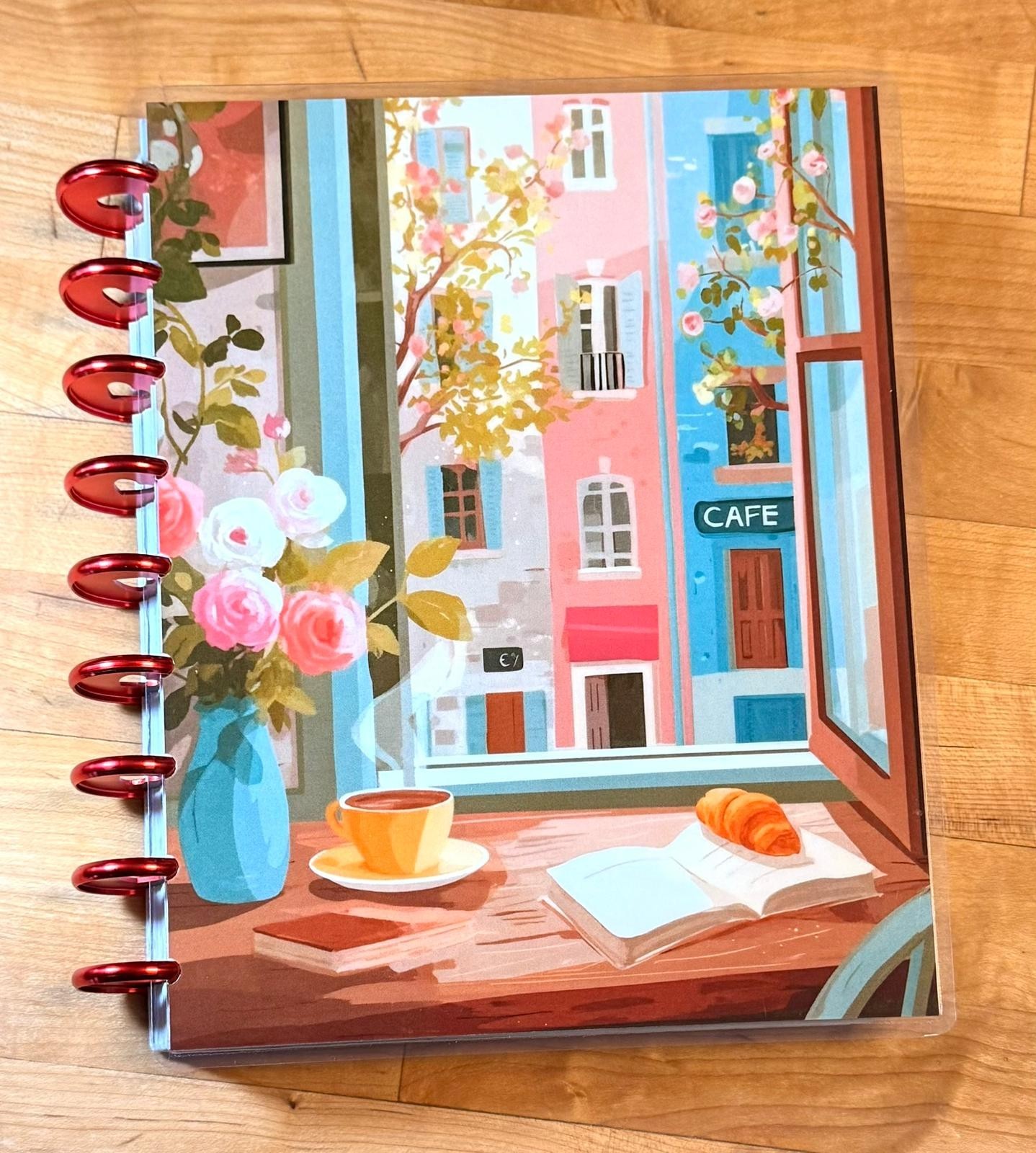 Watercolor Cafe Window View Cover Set 4 use w/ Classic Happy Planner~