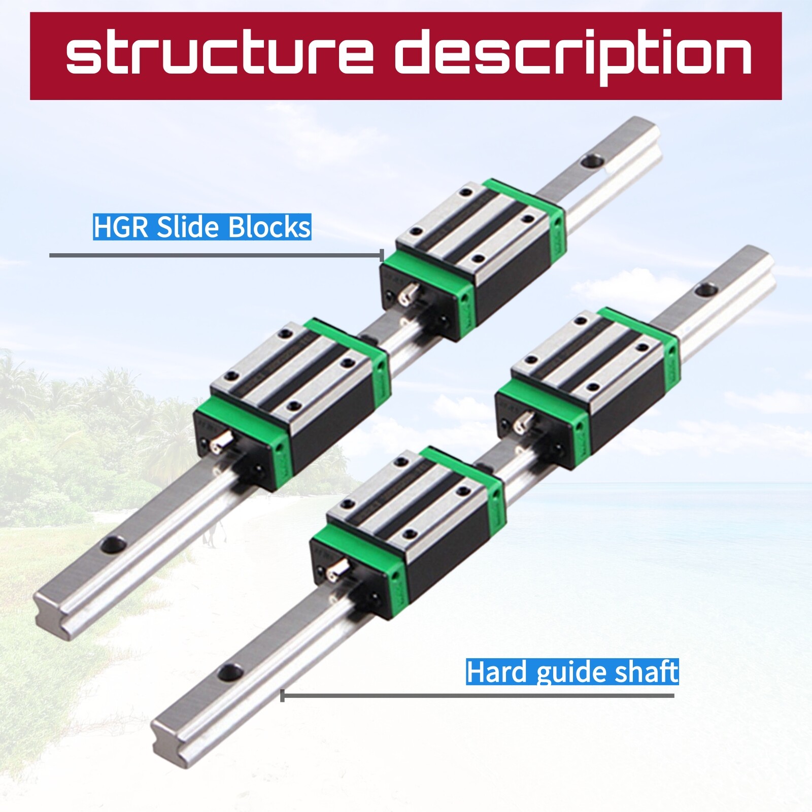 2PCS HGR15/HGR20/25 15mm 20mm Linear Rail Guide+4PCS HGH15CA / HGH20CA Block CNC
