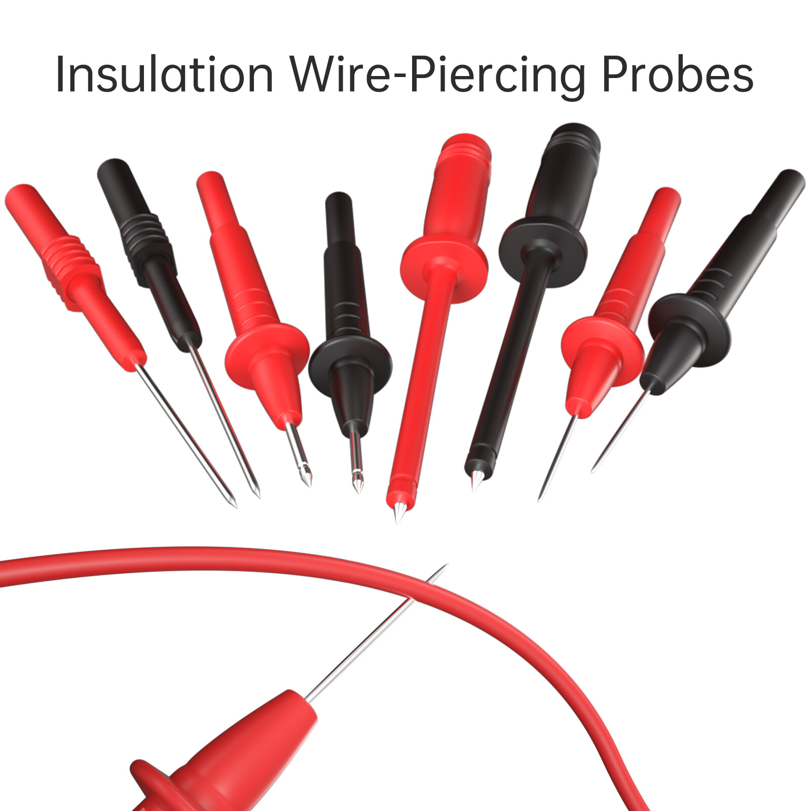 25PCS Silicone Multimeter Test Leads Kit with Replaceable Wire Piercing Probes