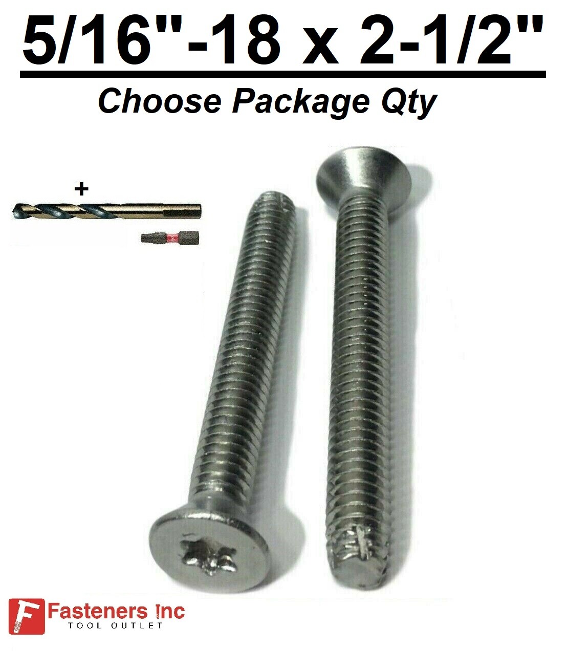 5/16-18 x 2-1/2″ Stainless Steel Trailer Flooring Floorboard Screw Torx w/ Bits