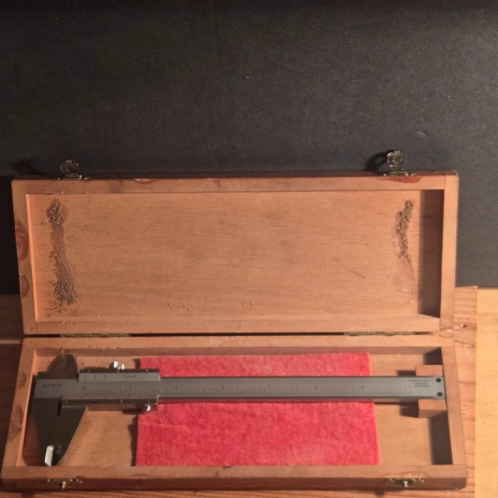 SHARP VTG LUFKIN NO, 701 VERNIER CALIPER IN ORIGINAL WOOD BOX SWITZERLAND