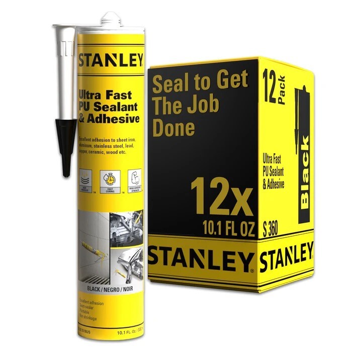Stanley Ultra Fast Polyurethane Sealant & Adhesive – White 10.1 oz 12 Pack