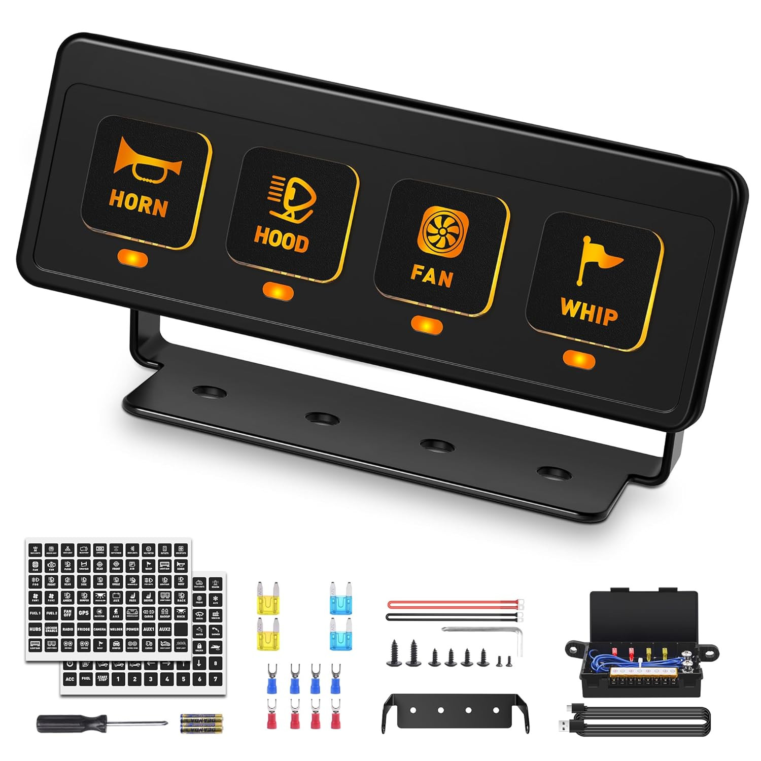 MICTUNING LED Wireless Switch Panel 4/6/8/12 Gang Remote/APP Control Circuit Box