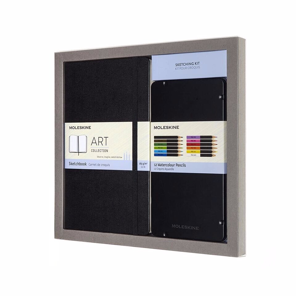 Moleskine – Drawing Kit – Notebook for Sketches and 12 Watercolor Pencils – Hard