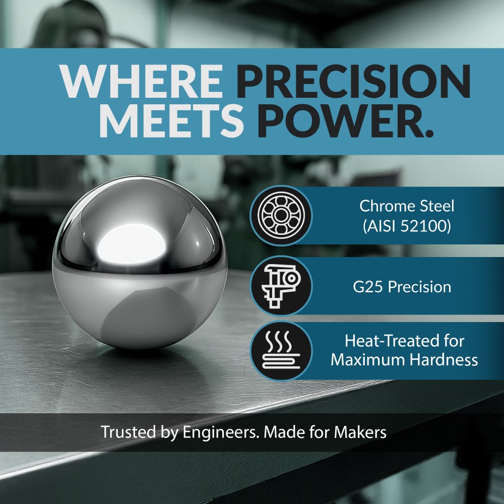(25) 3/8″ Inch Chrome Steel Bearing Balls (G25 Precision – AISI 52100)