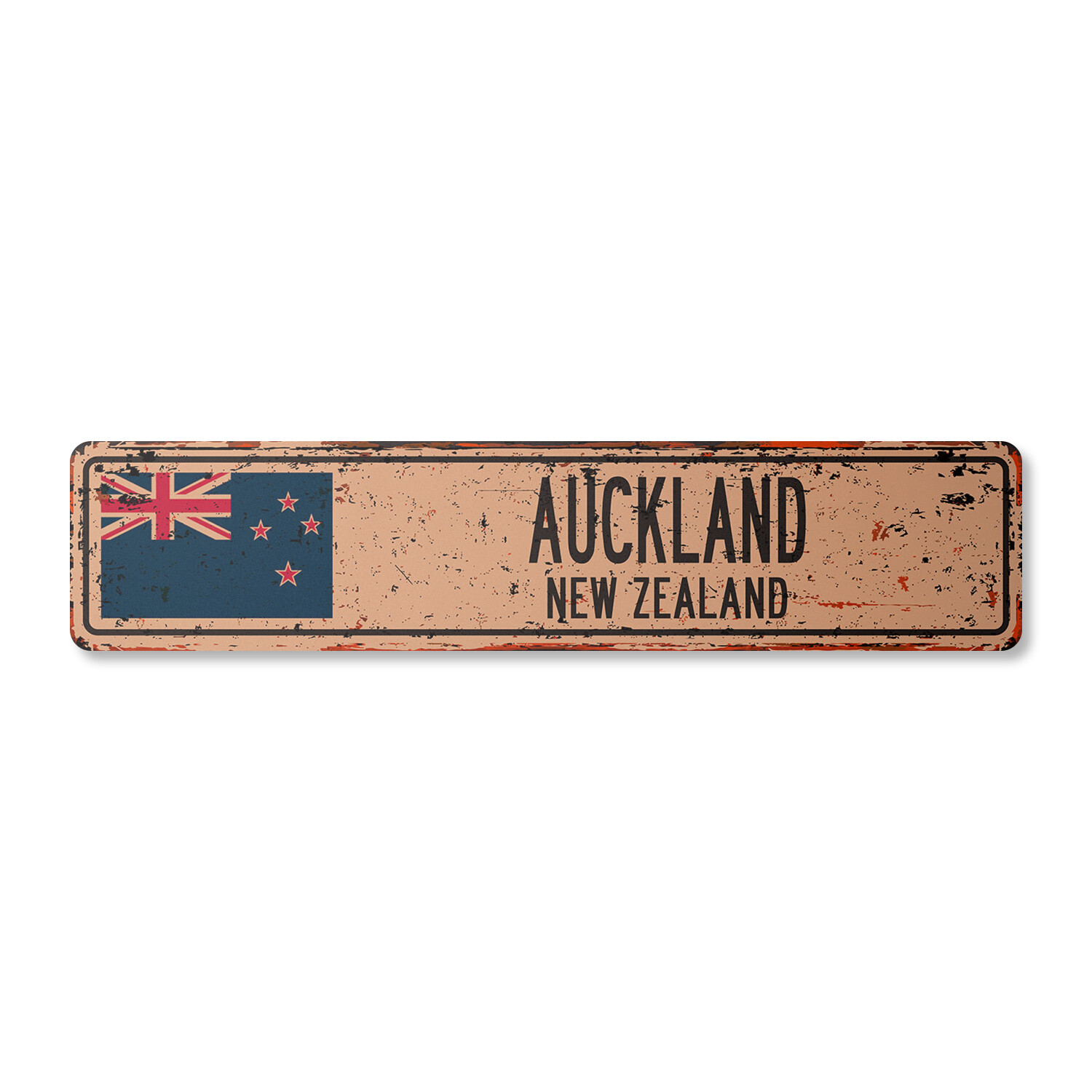 AUCKLAND NEW ZEALAND Vintage Street Sign New Zealander Kiwi flag city country