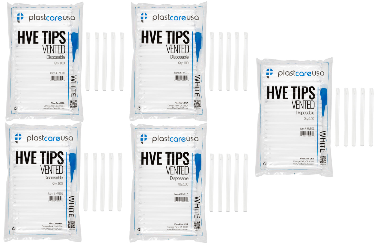 HVE Tips Vented Disposable Plastcare HVE01 White (500pcs)