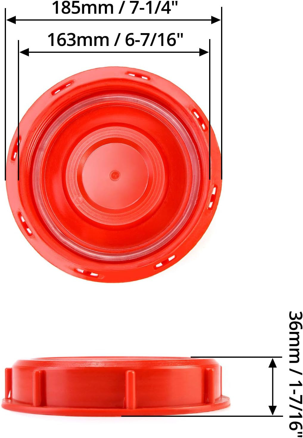 1 Pack Red IBC Tote Tank Lid 6.5” w/ Gasket Fits 163mm Cap for Liquid Storage