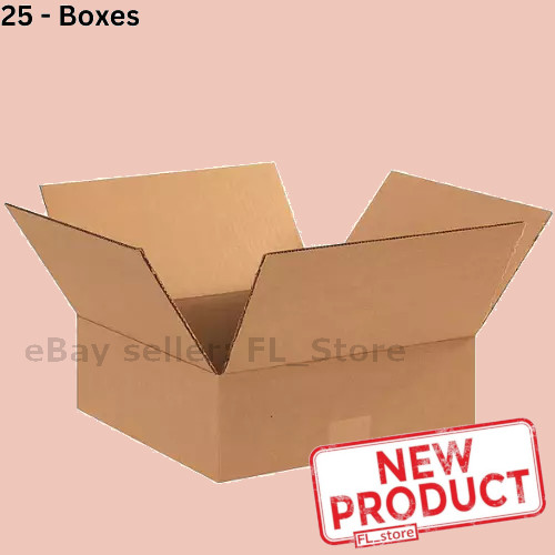 25 PACK Shipping Boxes Cardboard Carton 12 L x 12 W x 4 H Corrugated Kraft Box