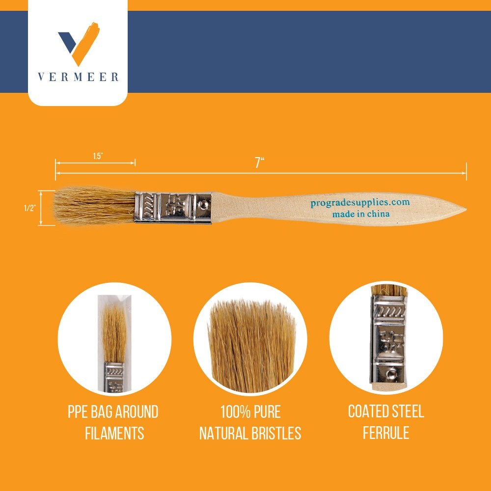 24 Pack – 1/2″ Chip Brushes for Paints, Stains, Varnishes, Glues & Gesso