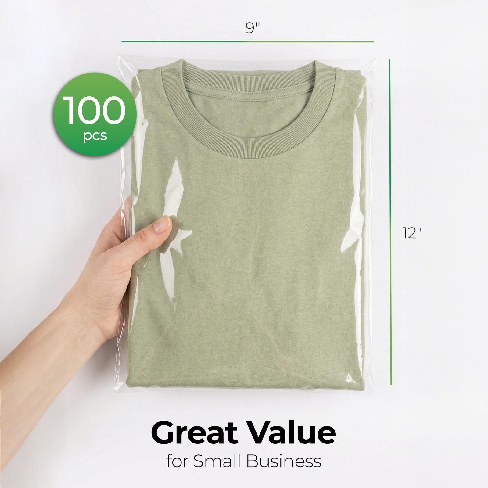 Self Sealing Cellophane Bags 9×12 Inch – 100 Count T Shirt inches, Clear