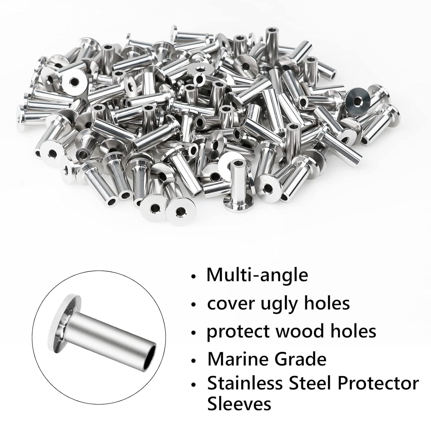T316 Stainless Steel Protective Protector Sleeve for 1/8″ & 3/16“ Cable Railing