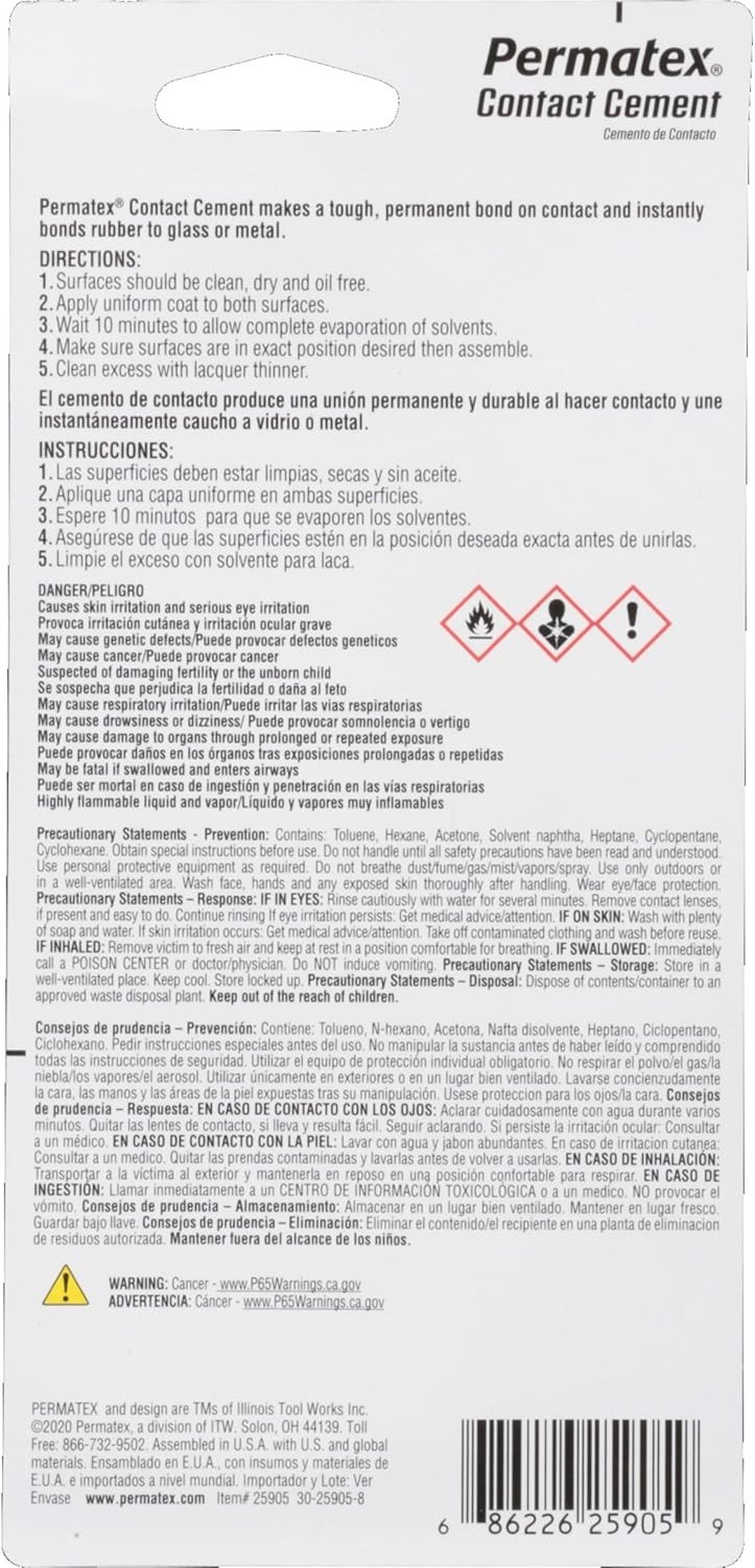 1.5 oz. Contact Cement – Multi-Surface Repair Adhesive for Wood, Metal, Leather