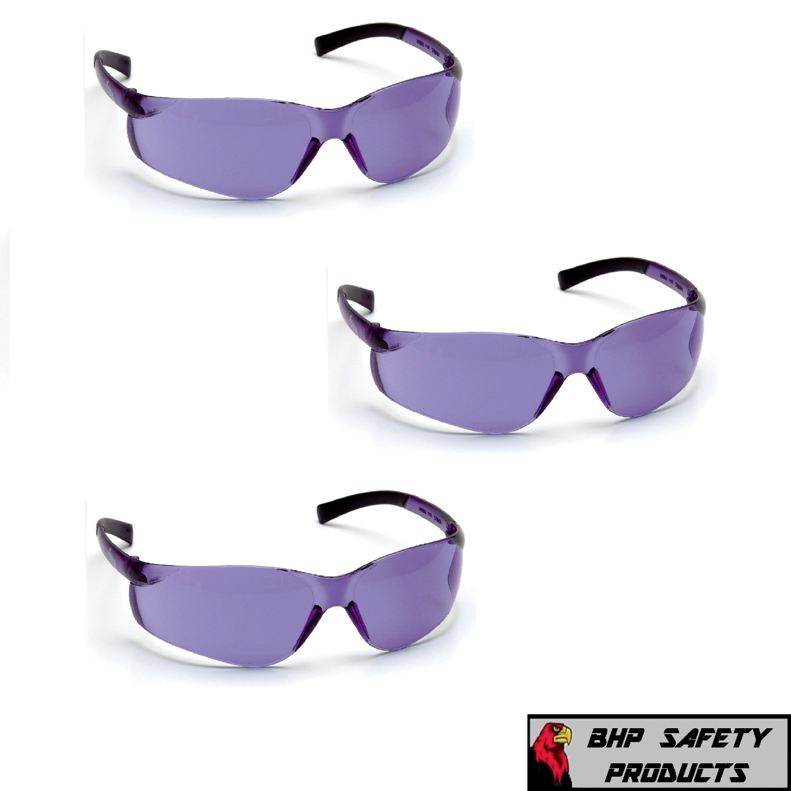 (3 PAIR) PYRAMEX ZTEK SAFETY GLASSES PURPLE HAZE LENS SUNGLASSES S2565S Z87+