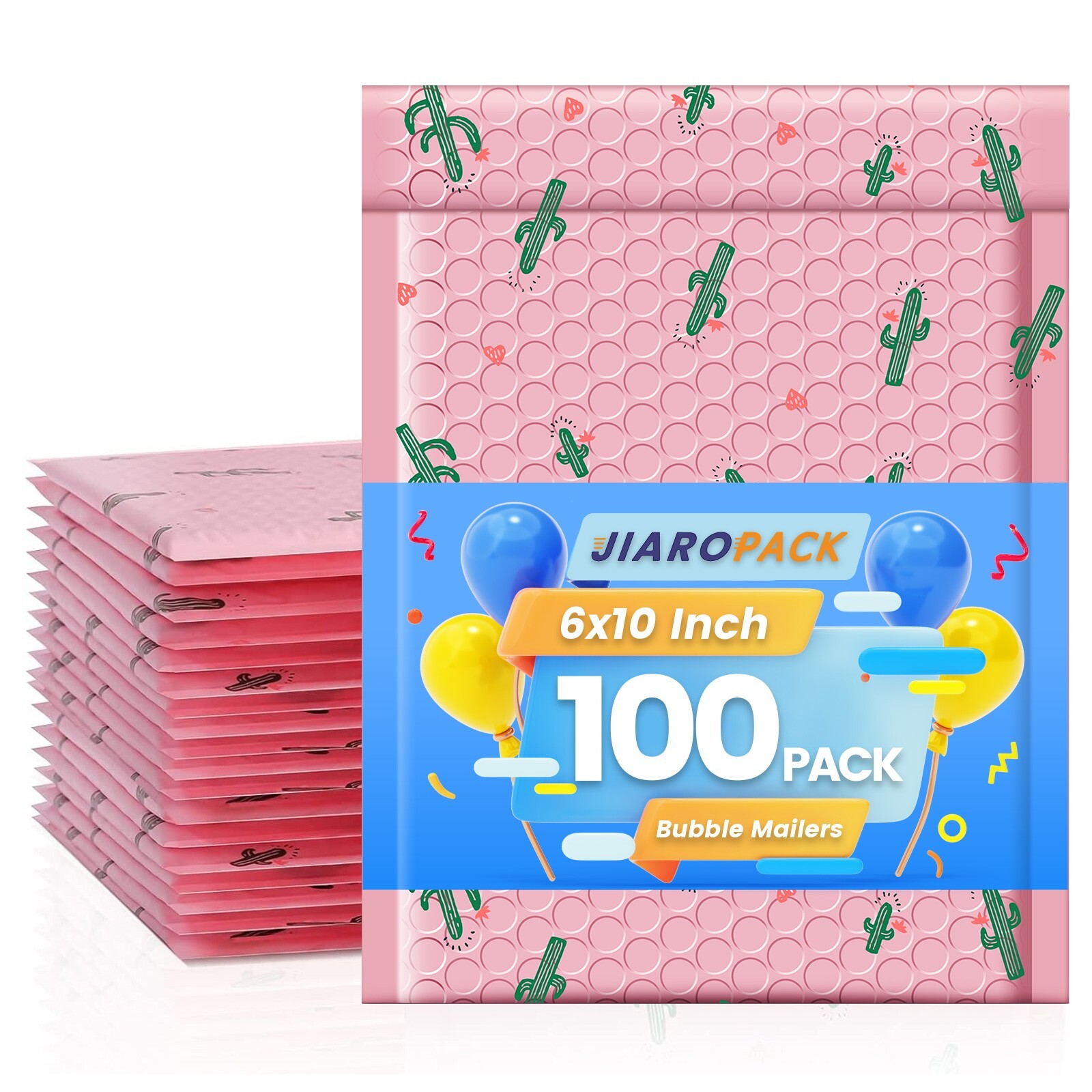 Jiaro Pack Cute Cactus Bubble Mailer Flower Padded Envelope Mailing 6×10″ 100Pcs