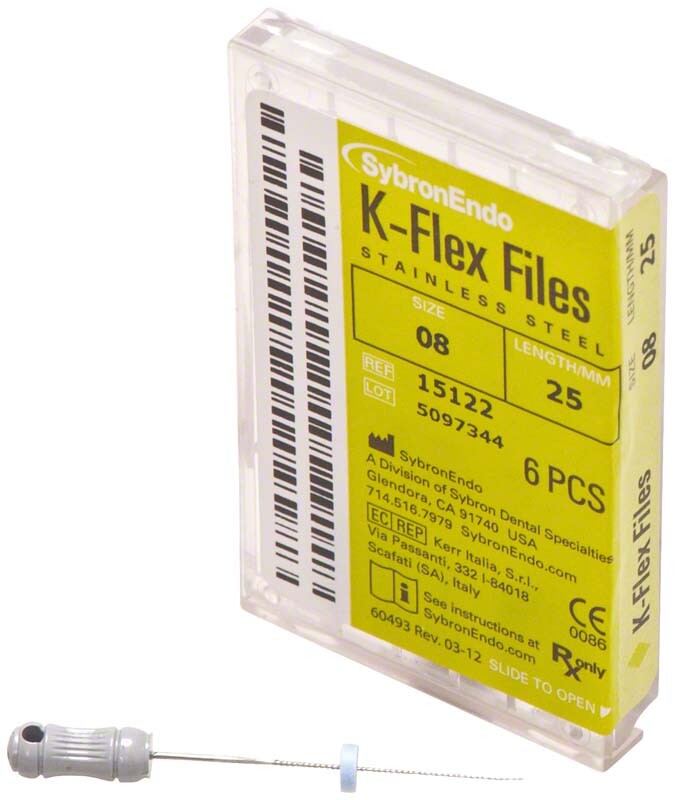 Kerr Sybron Endo Dental 25mm Stainless Steel K-FLEX file 6-file per box all size