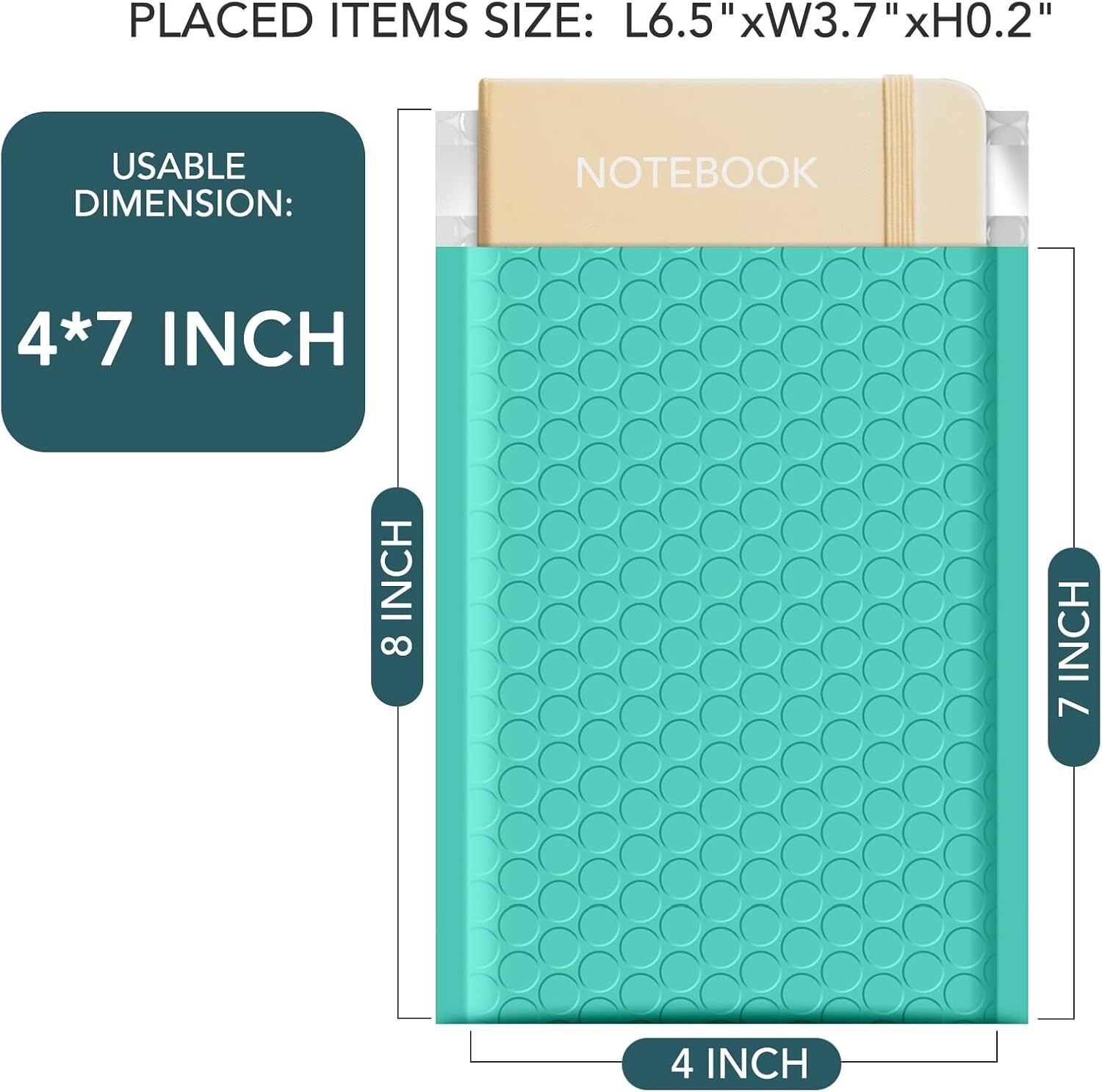500pcs Bulk Bubble Mailers 4×8″ Small Padded Envelope Mailing Bags 4×7 Teal #000