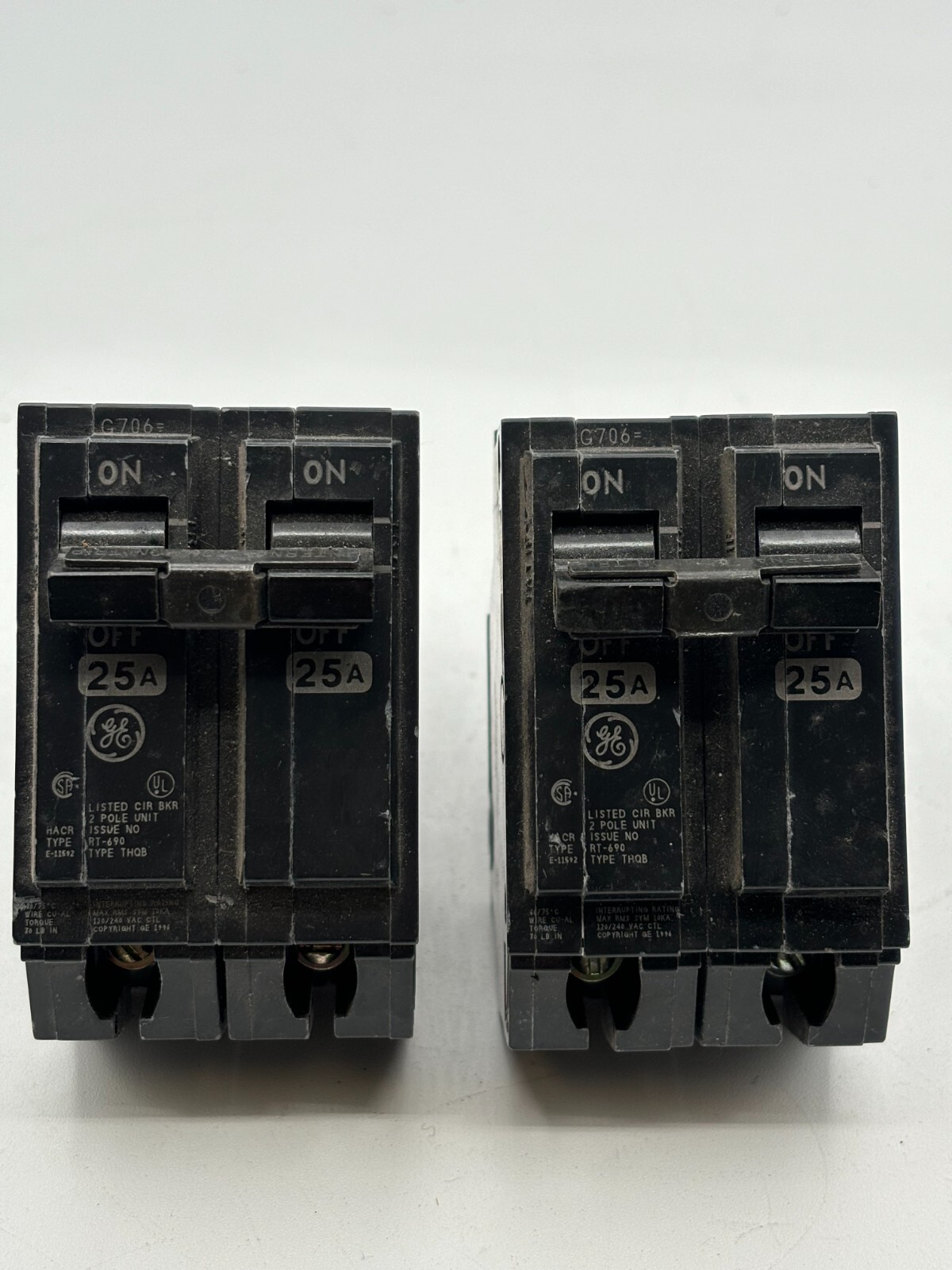 GE RT-660, 20 & 25 Amp, 2-Pole Units, Type THQB Circuit Breaker BUNDLE of 4