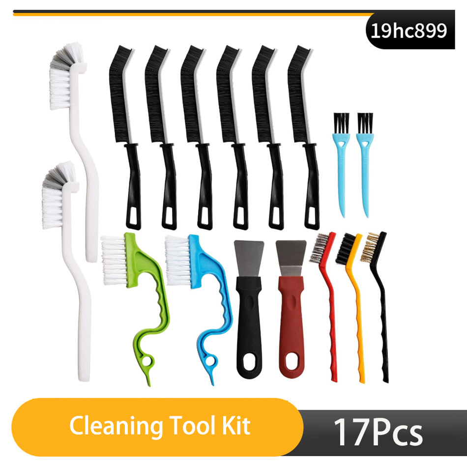 All-Purpose Cleaning Brush Set – Nylon/Brass/Steel Brushes & Scrapers 17Pcs Set