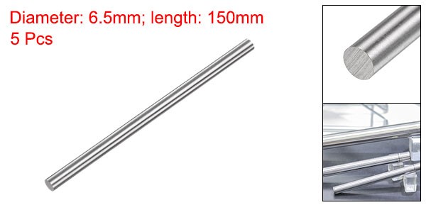 Round Metal Rods 6.5mm x 150mm High Speed Steel (HSS) Lathe Bar Stock 5 Pcs
