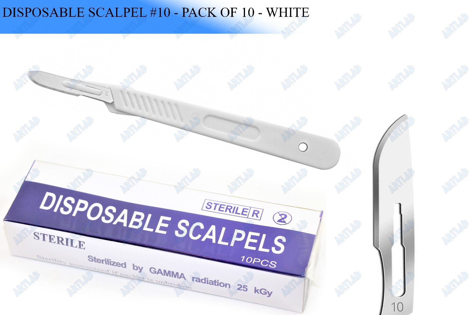 10 PCS STERILE DISPOSABLE SCALPELS #10-SINGLE USE-DENTAL, SURGICAL, DERMAPLANING