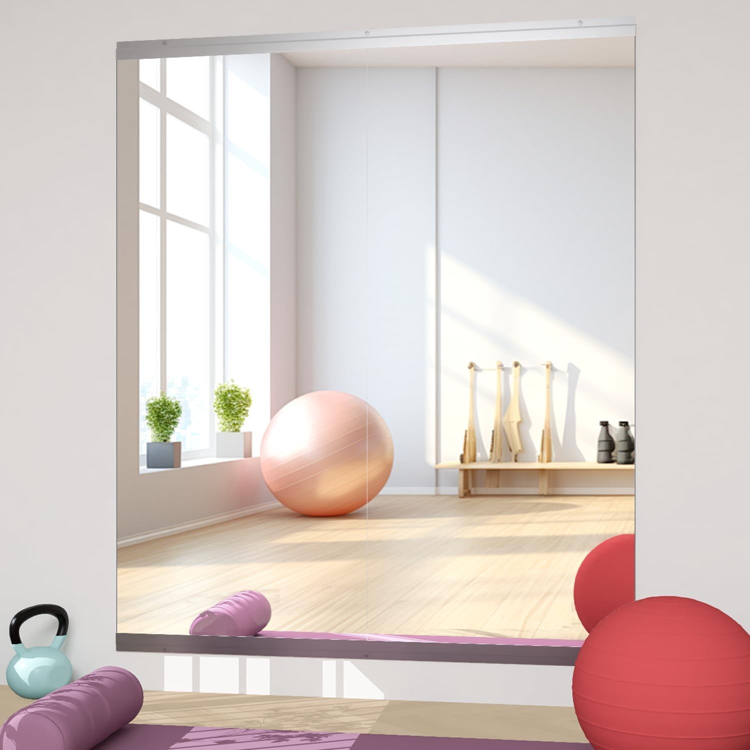 Home Gym Mirror, 57»X24»2PCS, Tempered Glass Frameless, Large Yoga Mirror, …