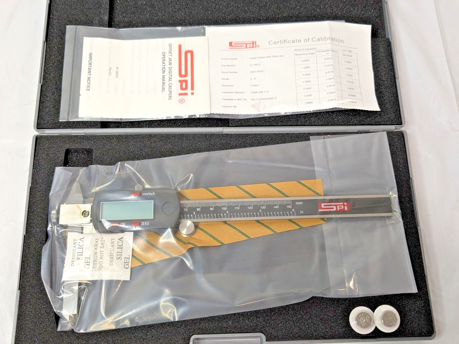 SPI Digital Caliper w/Offset Jaw 0-6"/0-150MM 31-169-6