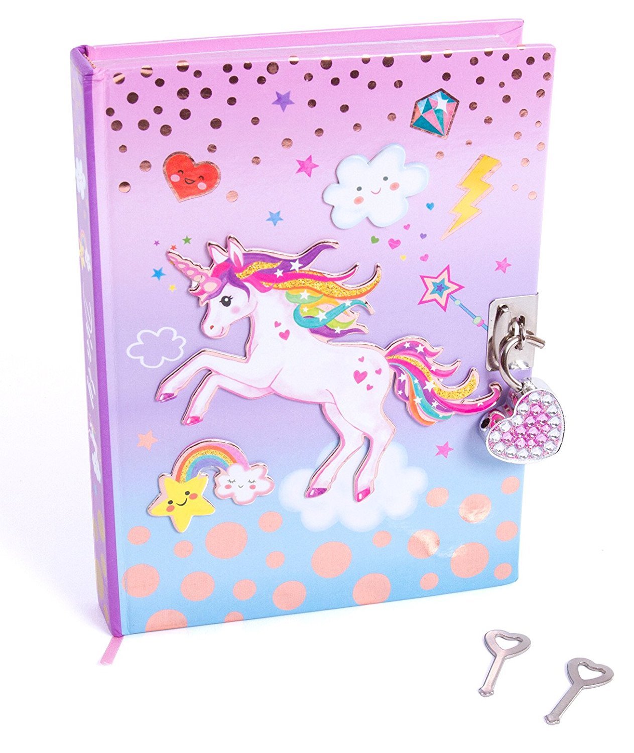 Girls Diary with Lock – 7″ Unicorn Kids Secret Diary Journal with Two Keys