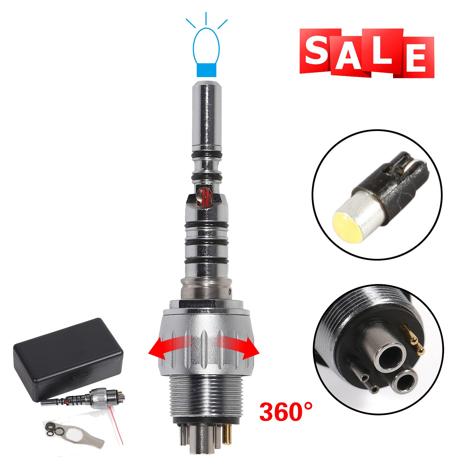 Dental LED Quick Coupler 4/6 Hole fit KaVo Multiflex LUX Fiber Optic Handpiece
