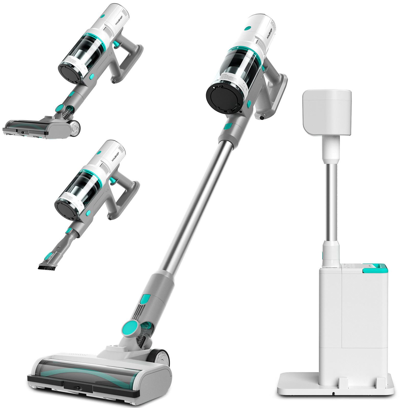 HAUSHOF Cordless Vacuum Cleaner with Auto Empty Station HEPA Filter 250W Motor