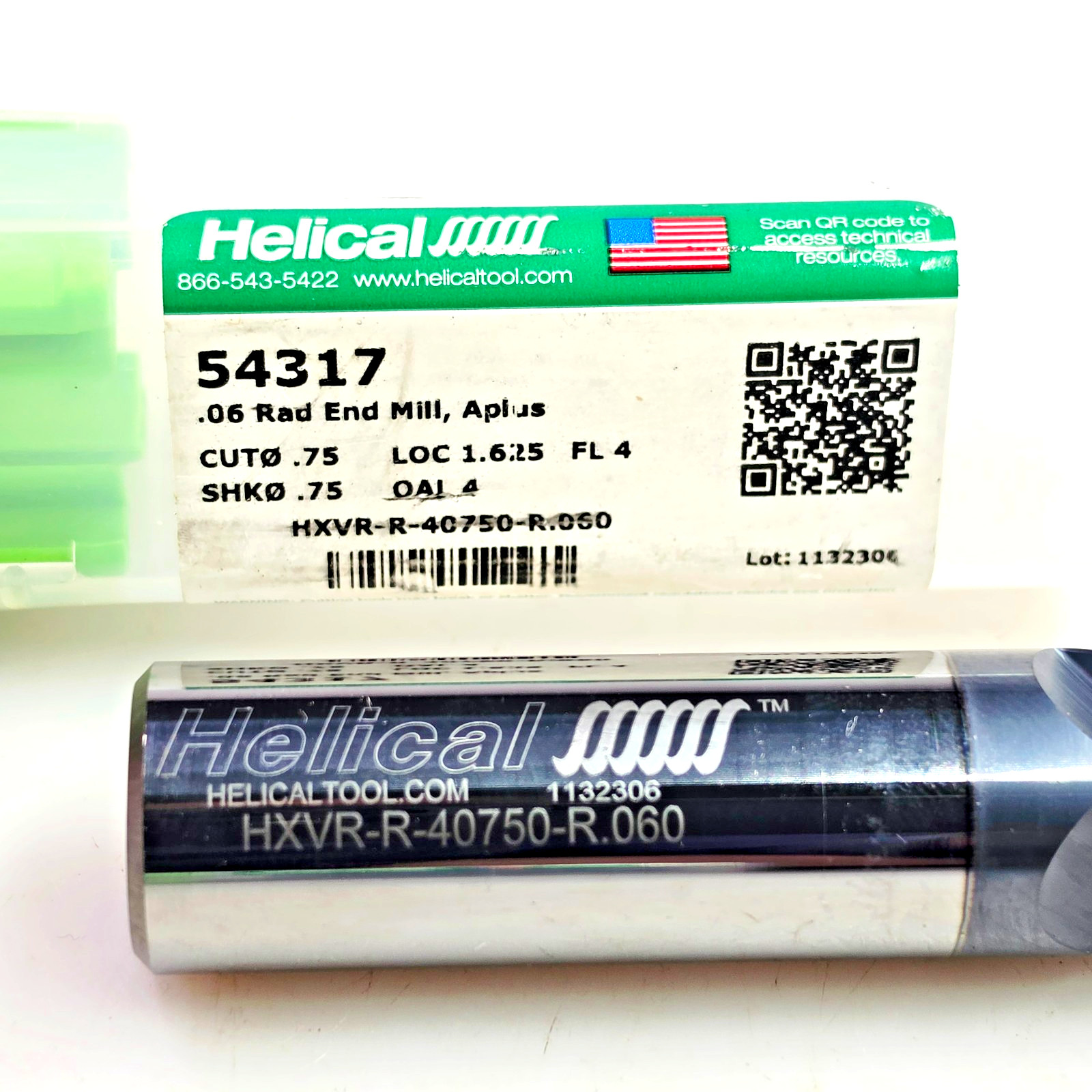 Helical 3/4″ x 3/4 x 1-5/8 x 4 R.06 Solid Carbide End Mill A-Plus 54317 Roughing