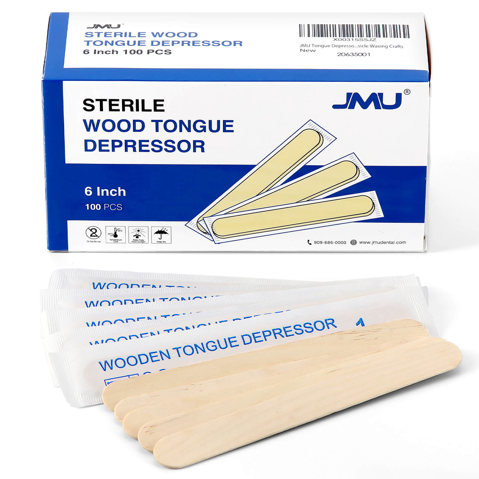 200pcs Wooden Tongue Depressors 6» Sterile Individually Wrapped Medical Purpose