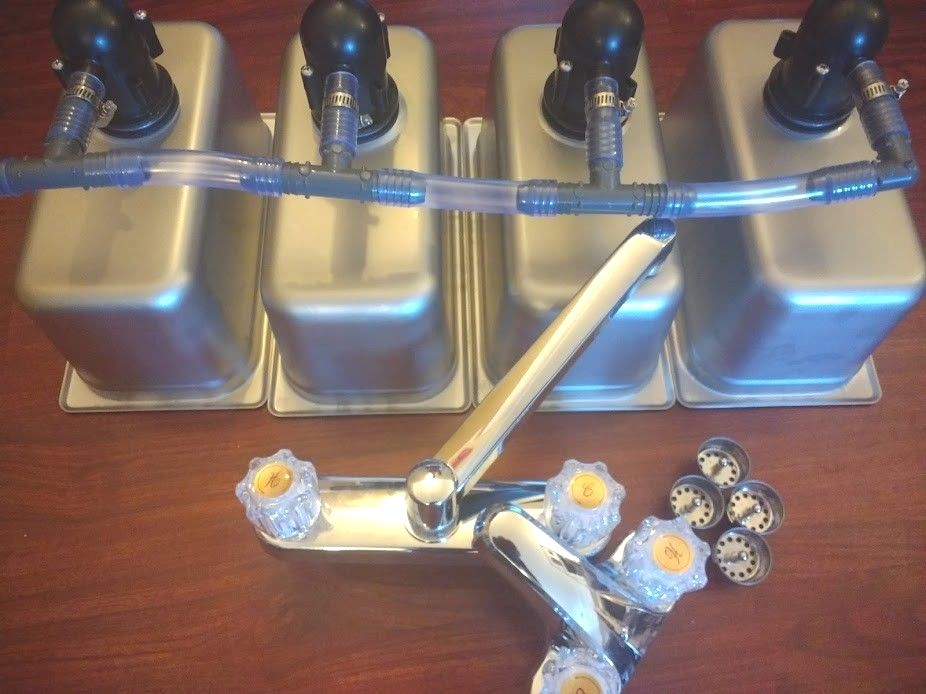 EXTRA SMALL Complete Concession Sink – Plumbing & Drain Kit 3 + 1 Compartments