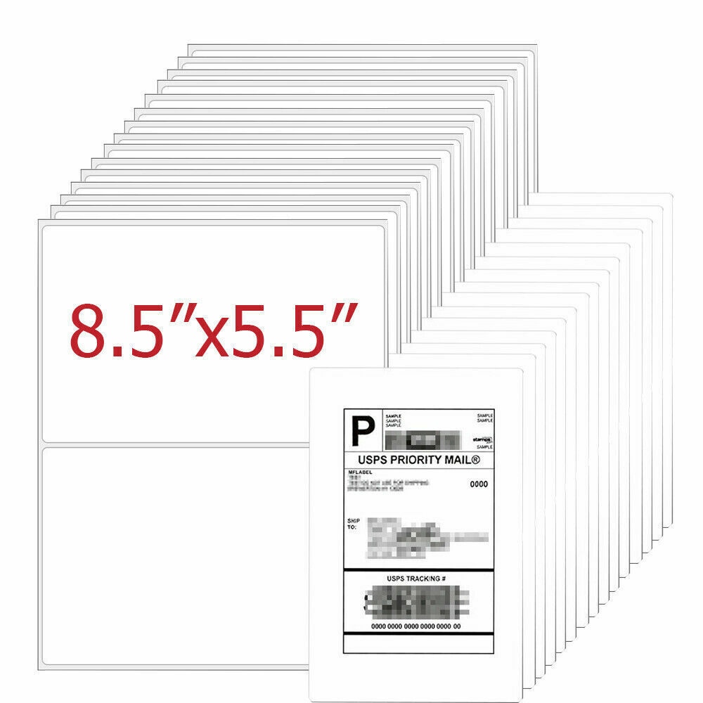 8.5″ X 5.5″ Rounded Corner Half Sheet Self Adhesive 200 Mailing Shipping Labels