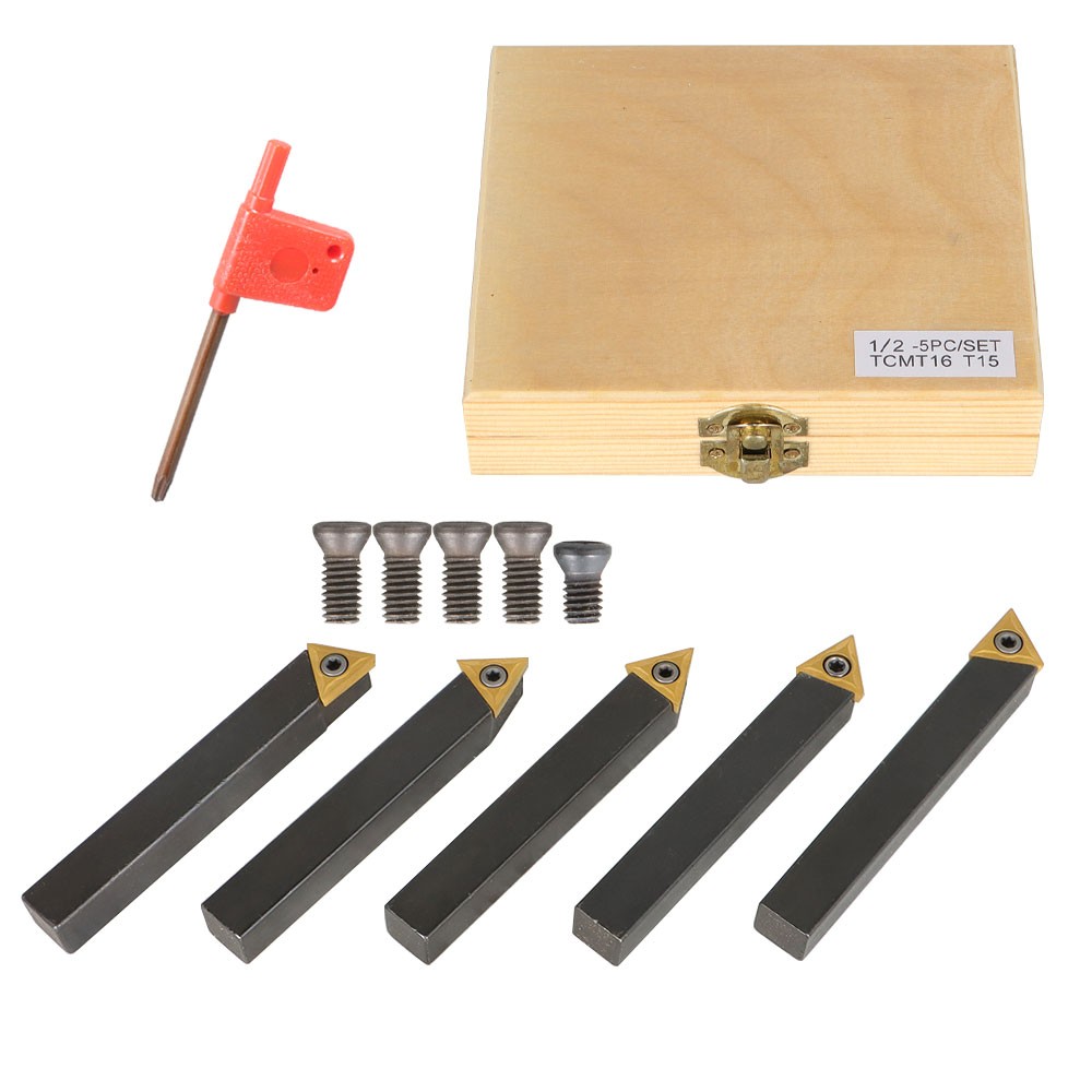 5 PACK 1/2 Inch Indexable Carbide Insert Turning Tool Bit Lathe Set