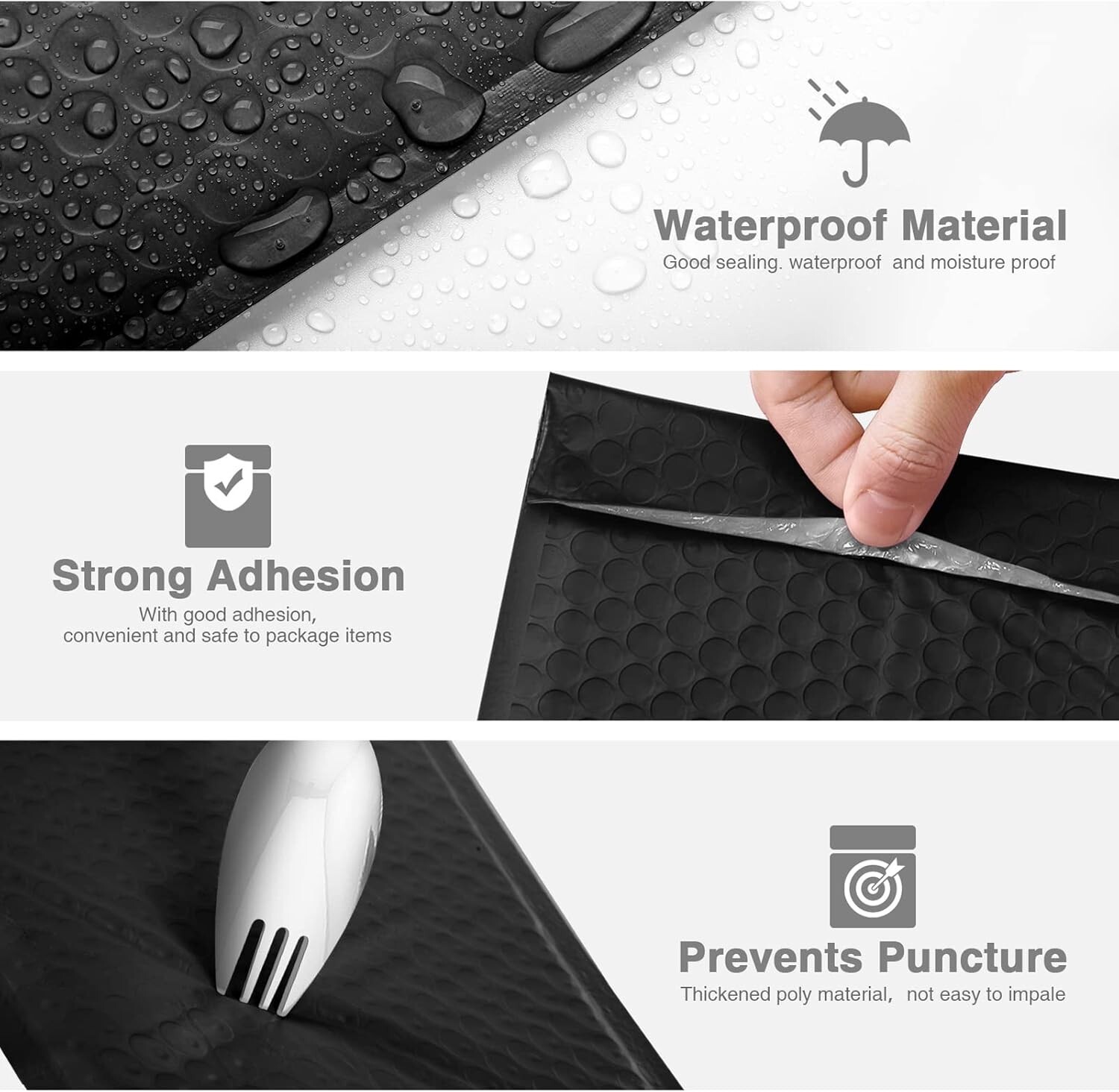 Poly Bubble Mailer 4×8″ 100pcs Small Padded Envelope Mailing Bags 4×7 Black #000